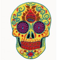 Coloful skull embroidered badge