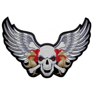 Skull motorcycle-biker embroidered badges
