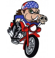 Motor-biker PIG embroidered badge