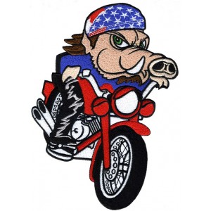 Motor-biker PIG embroidered badge