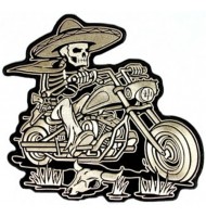 Riding skull embroidered badge