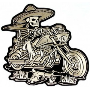 Riding skull embroidered badge Riding skull embroidered badge