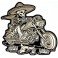 Riding skull embroidered badge