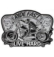 LIVE HARD motorcycle embroidered badge