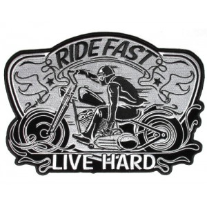 LIVE HARD motorcycle embroidered badge